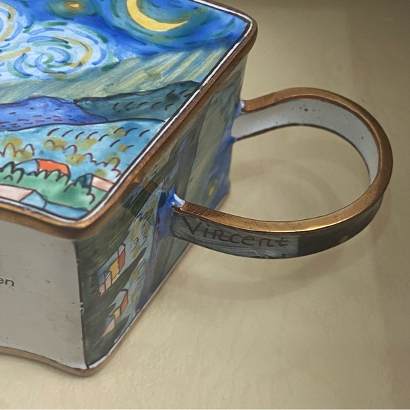 2001 KELVIN CHEN Enamel Lidded Tea Pot Starry Night Vangogh Mini Teapot Framed - Picture 13 of 16